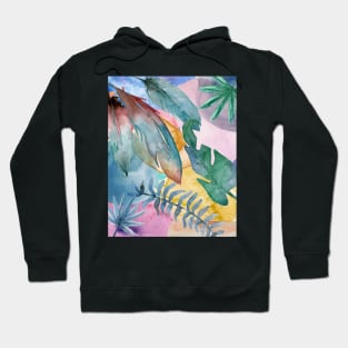 Colorful Watercolor Plants Pattern Hoodie